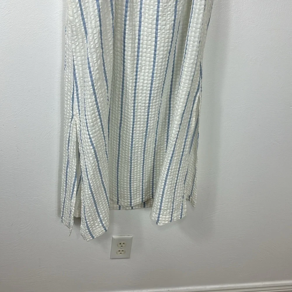 Madewell One-Shoulder Puff-Sleeve Midi Dress Women's XS Blue Striped‎ NWT